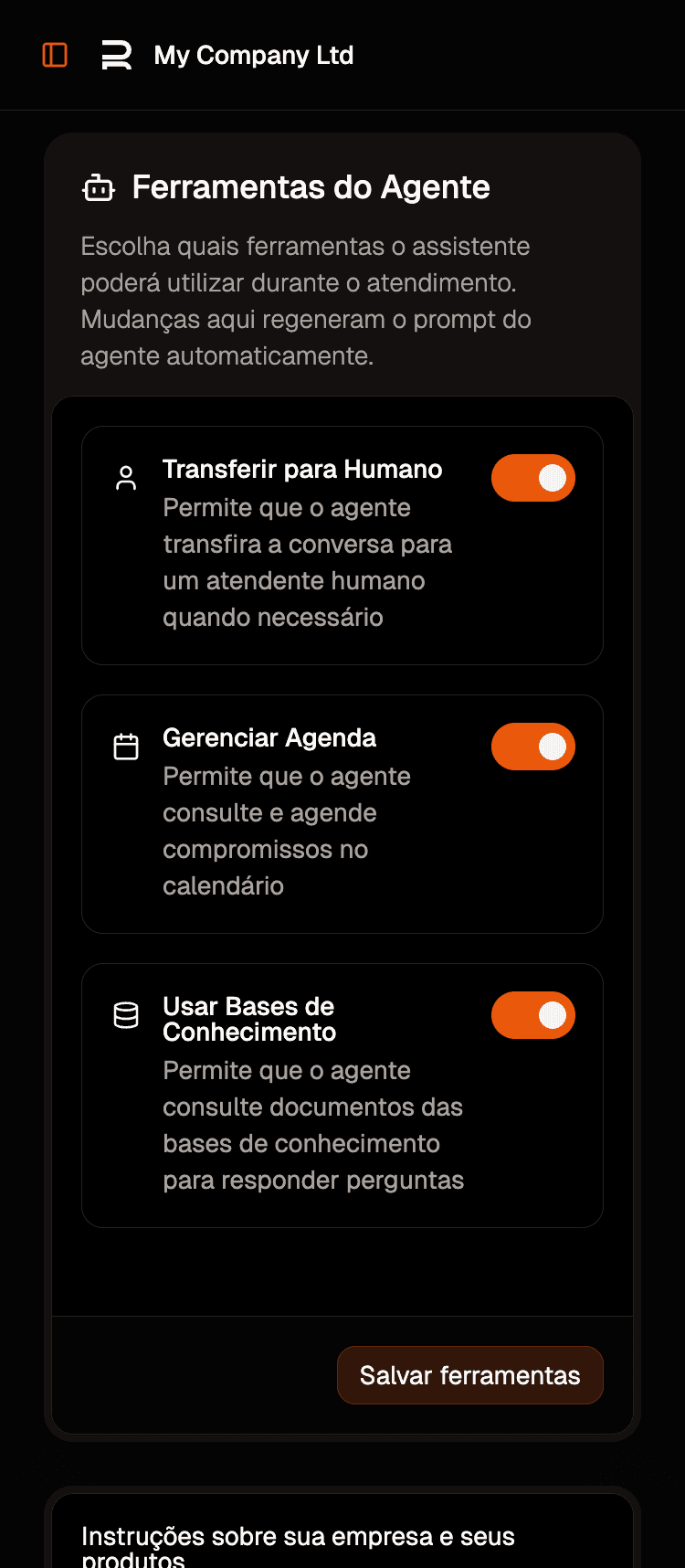 Fluxo de conversa no celular